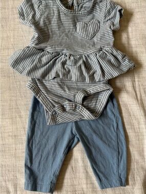 Carter's Blue and White Striped Baby Bodysuit with Heart Applique